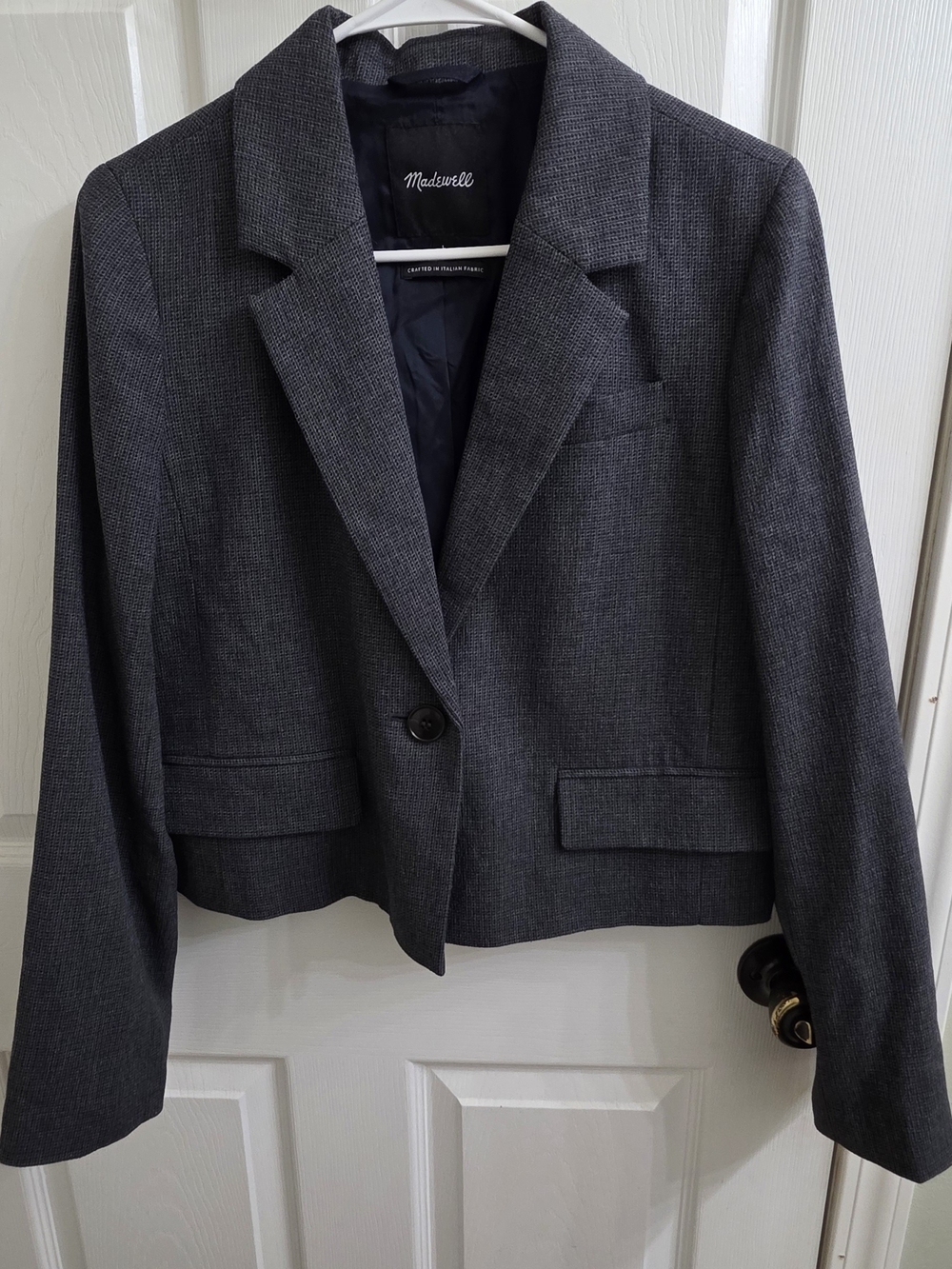 Madewell The Sutter Crop Blazer in Whitfield Micro Check - Size Large